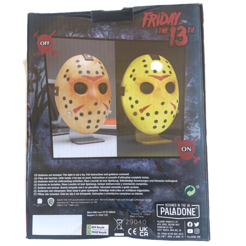 Friday The 13th Jason Voorhees Mask Light Free Standing And Wall Mountable - Picture 4 of 5
